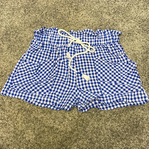 Checkered High Rise Adjustable Drawstring Ruched Shorts main image 1